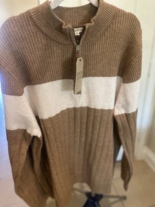 Suéter Frye & Co Cuarto Cremallera Para Hombre XXL 2XL Acanalado Cuero Crudo Ombre Bloque de Color Nuevo con Etiquetas - Imagen 1 de 6