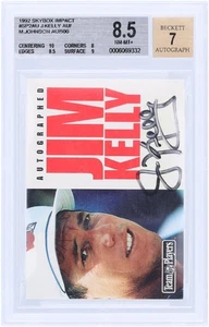 Jim Kelly and Magic Johnson Signed 1992 Skybox Impact Team #SP2AU BGS 8.5/7 Card - Picture 1 of 3