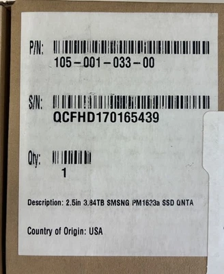 MZ-ILS3T8N SAMSUNG PM1633a 3.84TB SAS 12Gb/s 2.5'' SSD EMC 118000519 118033311 - Image 1 of 3