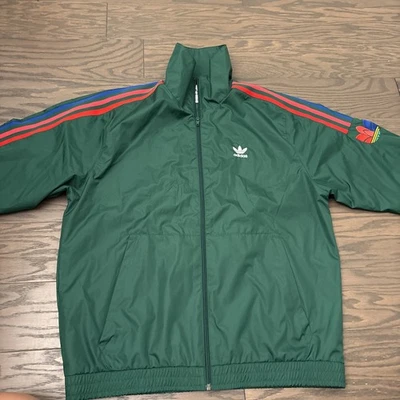 Adidas Originales 3d Trifolio Cortavientos Para Hombres Verde Chaqueta de Pista 3 Rayas Mediana Foto 1 de 4