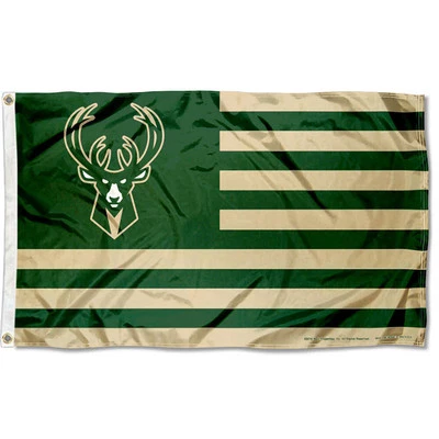 Bandera patriótica americana con logotipo de Milwaukee Bucks Foto 1 de 4