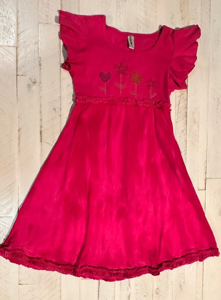 Vestido Mignone Niña Color Fucsia Talla 8 Verano Primavera Flores Algodón Foto 1 de 4