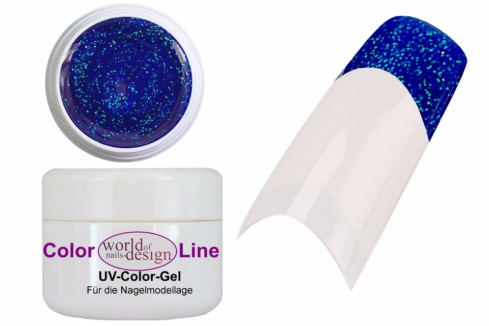 WORLD OF NAILS-DESIGN Rarität: 5 ml UV Glitter Gel Laser Blue ✅ UV Nagelgel Glittergel Ocean Blue ✅wow