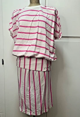 New! DOSA Women's Pink & White Blouse + Skirt Set. Size M - Image 1 of 4