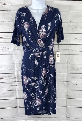 Vestido Ivanka Trump Pequeño Mujer Talla SP Funda Manga Corta Azul Floral Foto 1 de 4
