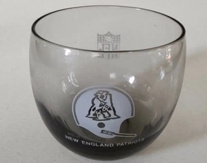 6 New England Patriots 70s 10oz Smoke Roly-Poly Low-Ball Glass Tumblers Old Logo - Picture 1 of 5