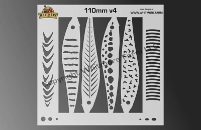 WHITMORE FARM LLC Jerkbait v4 Fishing Lure Airbrush Stencil – 110mm - Mylar Reusable