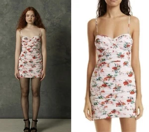 NWT Sau Lee Floral Cherry Mini Ruched Sexy Dress - Size 6 MSRP $398 - Picture 1 of 7