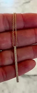 Delicate 14K Yellow Gold Stamped Long Double Bar Diamond Necklace: Pre-Owned - Picture 1 of 7