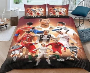 Juego de ropa de cama 3D Ronaldo, cama individual, 1 funda nórdica y funda de almohada 135*200+80*80*1 - Imagen 1 de 4