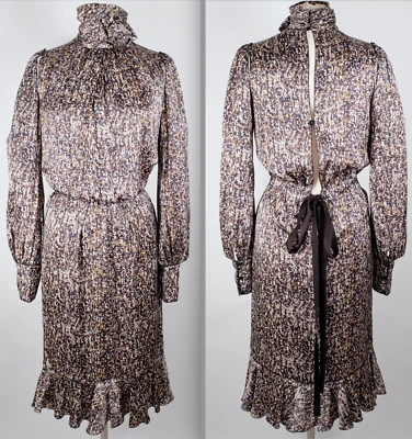 sz 40 / US 4 Dolce&Gabbana D&G midi dress sequin print high neck long sleeves - Image 1 of 4