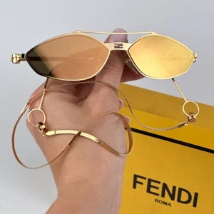 Fendi Damen Sonnenbrille gold braun verspiegelt Cat Eye FE40114U-Y BAGUETTE 573 NEU - Bild 1 von 11