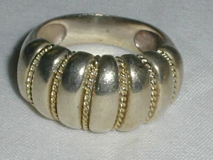 STUNNING~ DESIGNER- M - STERLING 18K GOLD SCALLOP RING- SIZE 7 1/4! - Picture 1 of 5