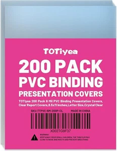 Totiyea 200 Pack 6 Mil Pvc Binding Presentation Covers, Clear Report C - Picture 1 of 8