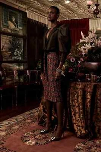 $990 Badgley Mischka Holiday Collection Black Red Balloon Sleeve Dress sz 4 - Picture 1 of 1