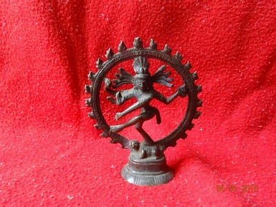 Vintage Solid Copper Hindu Tribal Dancing God Shiva Natraj Statue Figurine #09 - Image 1 of 4