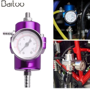 Aluminum Adjustable 1-140 PSI Fuel Pressure Regulator w/ Oil Gauge Fitting - Picture 1 of 10