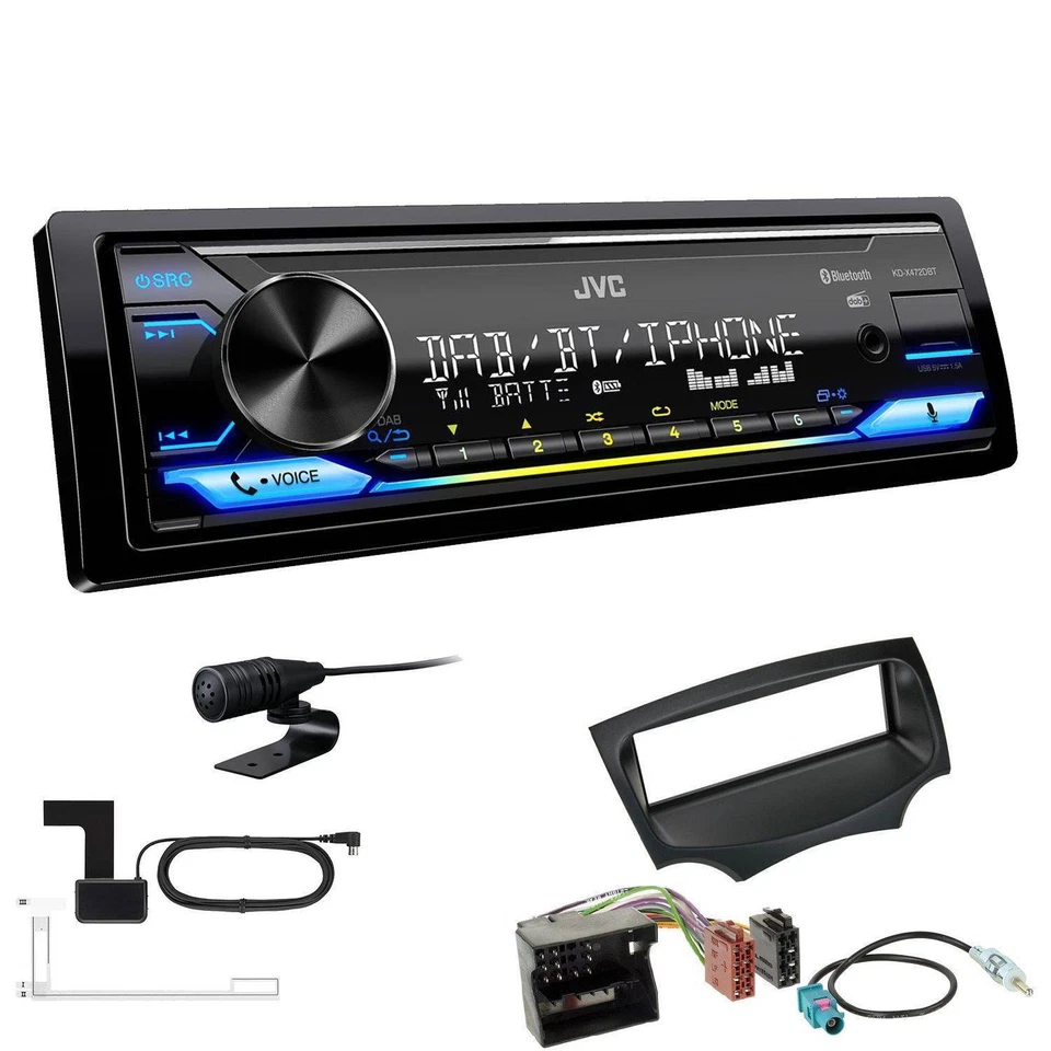 JVC DAB+ Bluetooth USB inkl. Antenne Autoradio für Ford KA ab 2008 schwarz - Bild 1 von 4