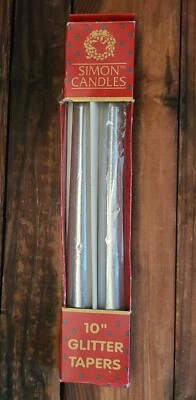 Новые из старых запасов винтажные рождественские свечи MCM Simon 10 дюймов блестящие серебряные конические свечи Гонконг - Изображение 1 из 4