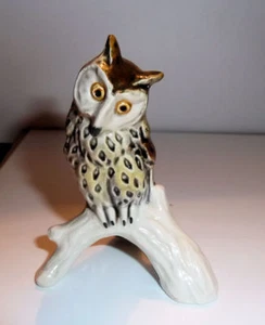 GOEBEL Ceramic Figurine SPOTTED OWL 1970s w. Label - Picture 1 of 3
