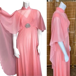 Vintage 60’s 70’s GODDESS DRESS w CAPE Disco Hostess Cosplay Cocktail Glam Fairy - Picture 1 of 6