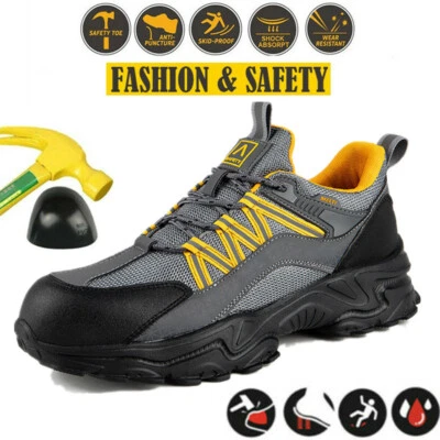Mens Lightweight Reflective Work Safety Shoes Women Steel Toe Construction Shoes - Image 1 of 4