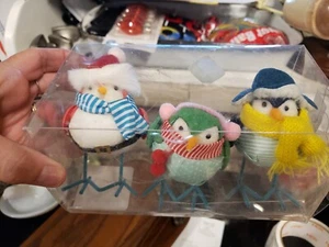 Wondershop Set of 3 Mini Winter 2020 Holiday Target Spritz Fabric Felt Birds - Picture 1 of 7