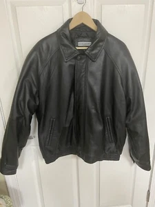 Ivy Crew Jacket Black Leather Collared Zip Snap Pockets Quilt Lined Size XL - Picture 1 of 21