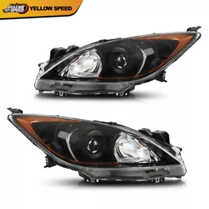 Fit For 2010-13 Mazda 3/3 Sport Amber Corner Black Housing Projector Headlights - Picture 1 of 12