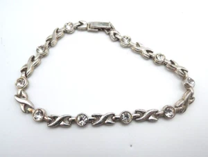 Armband "X" und "O" silberfarben und Strass, 90er Jahre - Bild 1 von 3