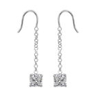 925 Sterling Silver Square White CZ Gemstone Long Chain Earrings For Women