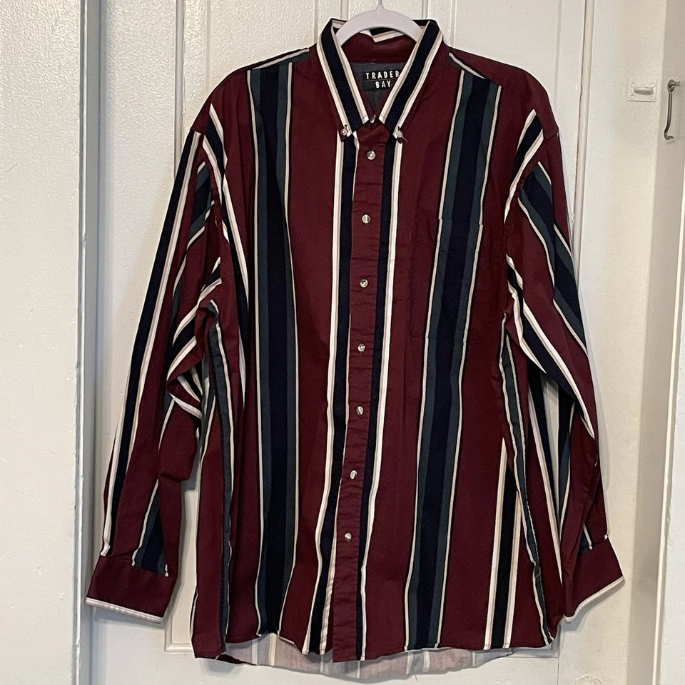 Trader Bay Shirt Men’s X-LT NWOT Striped Classic Long Sleeve Button Up VTG - Image 1 of 4