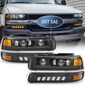 4PCS LED Headlight Bumper Signal Lamp For 1999-02 Chevy Silverado 2000-06 Tahoe - Picture 1 of 11