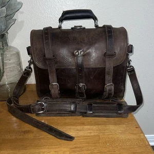 Vintage Saddleback Bag Leather Large Classic Briefcase With Shoulder Strap - Picture 1 of 18