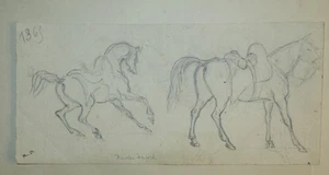 François-Xavier DUPRE (1803-1871) DRAWING STUDY HORSES NEOCLASSICAL student GUERIN - Picture 1 of 8