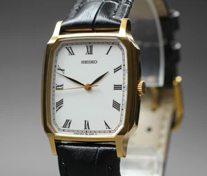 "N NEUWERTIG" VINTAGE SEIKO CHARIOT 5P31-5190 ROMAN GOLD TANK QUARTZ HERREN UHR JAPAN - Bild 1 von 12