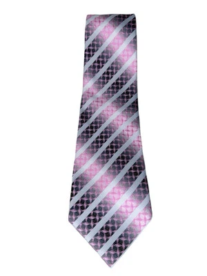 Corbata Giorgio Armani Hecha en Italia Plateada Rosa Rayas Ombre 100% Seda Foto 1 de 4