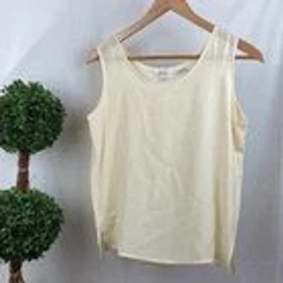 Camiseta sin mangas de colección 100 % seda marfil minimalista Dorman M capas sin cordones Y2K silenciosa de lujo Foto 1 de 4