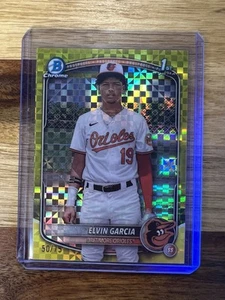 2025 Bowman - Chrome Prospects Elvin Garcia #BCP-124 Yellow X-Fractor /75 (RC) - Picture 1 of 2