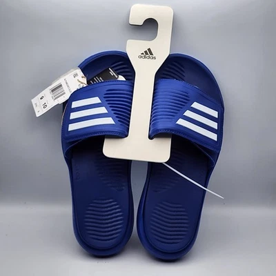 Adidas Alphabounce Slide 2.0 Hombres 9 Azul Blanco Correa Ajustable Sandalias Rebote Foto 1 de 4