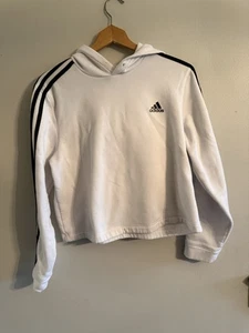 Adidas Hoodie Damen L Crop Hoodie weiß / schwarz Pullover Sweatshirt - Bild 1 von 4