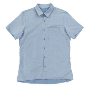 Lululemon Commission Herren Hemd Kurzarm Blau Oxford Knopfleiste 22x29. Gr. M-L - Bild 1 von 11