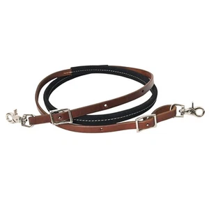 76HS Hilason Western Horse American Leather Barrel Roper Riendas Marrón y Negro - Imagen 1 de 2