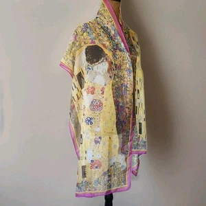 "The Kiss" by Gustav Klimt Scarf Sheer Colorful 70" x 18" Long Galleria - Picture 1 of 6