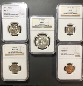 1944-D (5) Coin Set NGC Certified - Picture 1 of 11