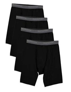 Men's Microfiber Boxer Briefs XX-Large Long Leg Long Leg - 4 Pack - Black - Picture 1 of 5