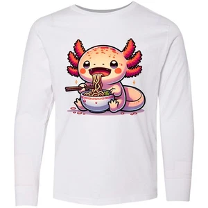 Inktastic Funny Axolotl Ramen Lover Youth Long Sleeve T-Shirt Food Cute Childs - Picture 1 of 3