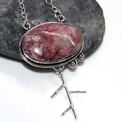 925 Silver Plated Premium Cobalt Calcite Necklace Jewelry Size 16" MJ - Image 1 of 3