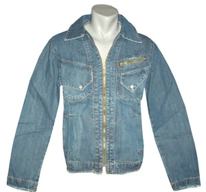 Boys Denim Jacket Coat Jeans Studded Full Zip 158 164 170 176 S M L XL NEW - Picture 1 of 8