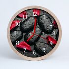 Tulup Horloge murale en bois 30fi cm horloge en bois - Des pierres